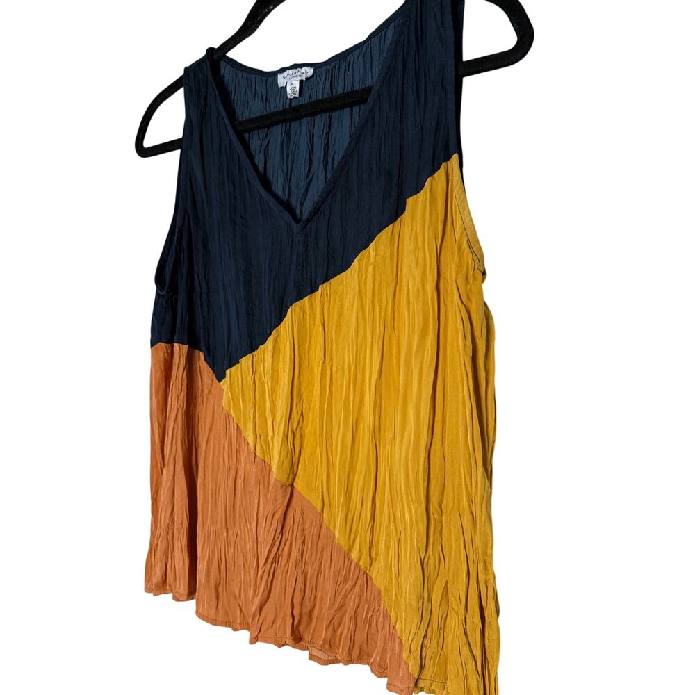 Anthropologie Current Air Orange Navy Yellow Sleeveless Flowy Tank Top Blouse - Picture 2 of 5